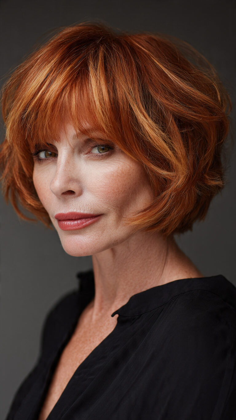 single elegant woman over 50 with chic short layer 13