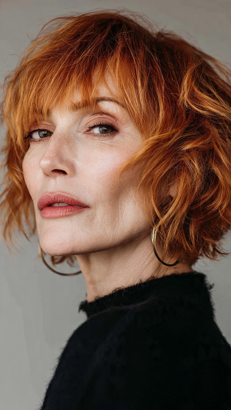 Chic Short Layered Haircuts With Bangs Over 50: 15 Stunning Styles 7 classic French bob with blunt bangs for timeless elegance