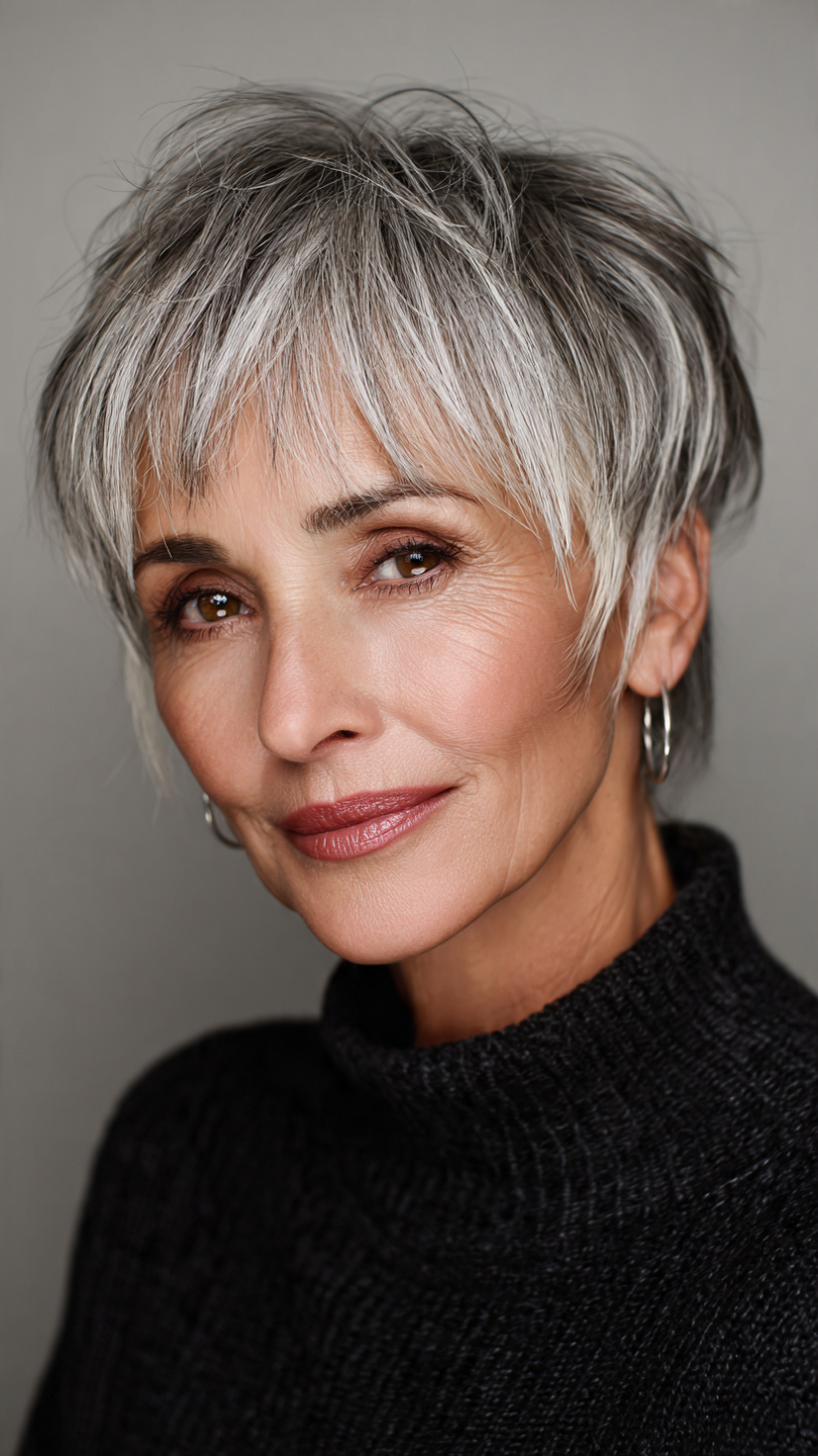 Chic Short Layered Haircuts With Bangs Over 50: 15 Stunning Styles 9 textured lob with long side bangs for versatile styling