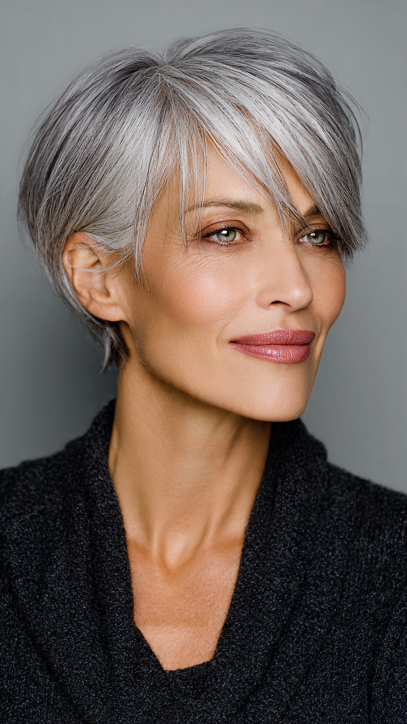 Chic Short Layered Haircuts With Bangs Over 50: 15 Stunning Styles 10 choppy layered bob with wispy bangs for textured dimension