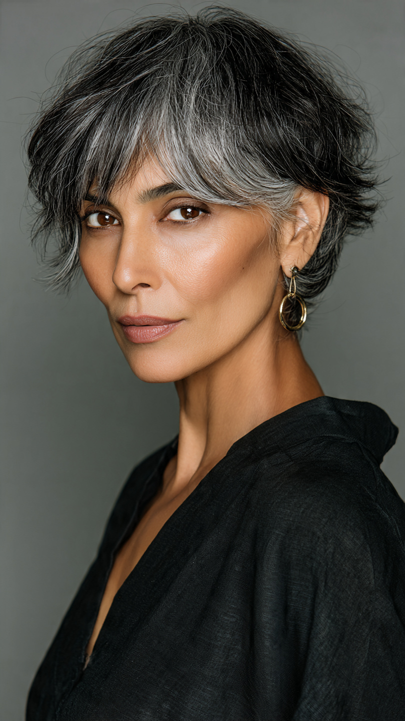 Chic Short Layered Haircuts With Bangs Over 50: 15 Stunning Styles 15 textured shag with choppy bangs for rock-and-roll vibe