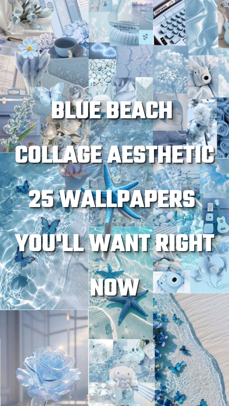 Blue Beach Collage Aesthetic
