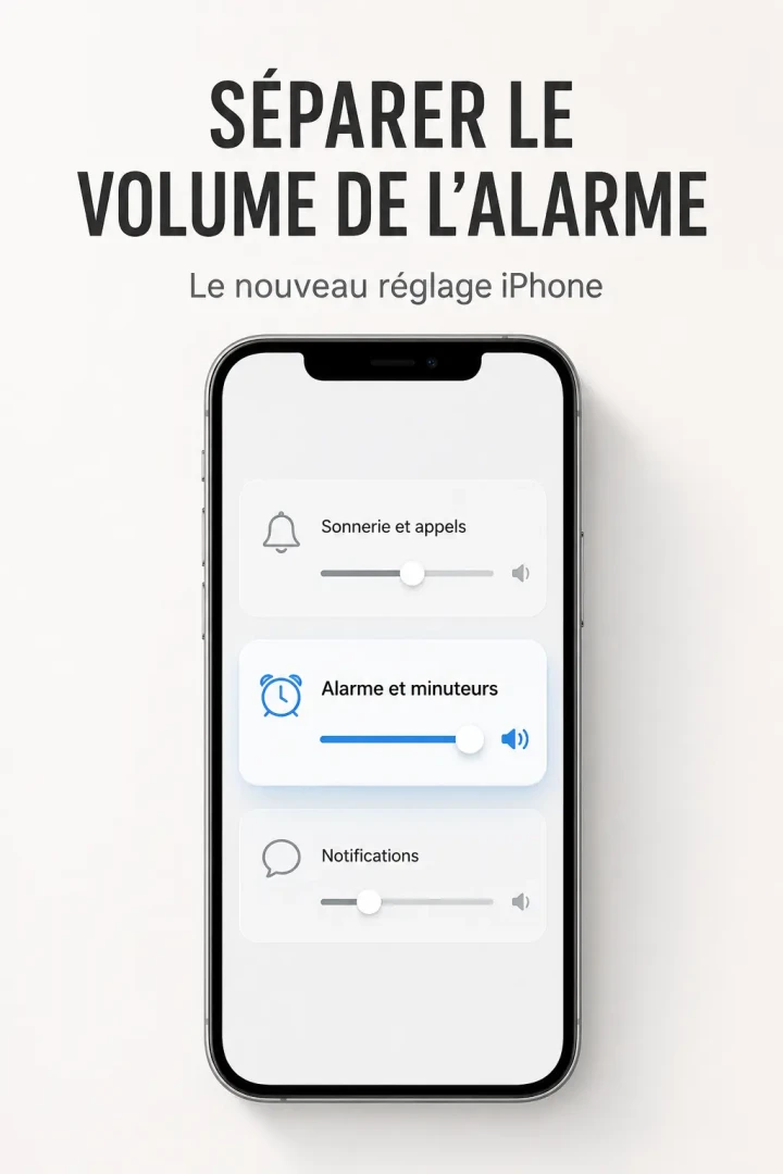 Volume alarme iPhone séparé de la sonnerie sous iOS 27